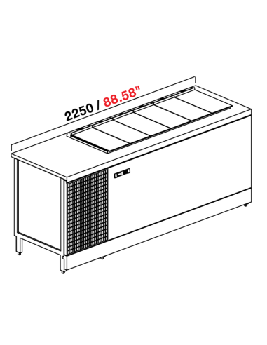 Banco gelateria - Con riserva - N.12 carapine - cm 225 x 72.8 x 95.1 h