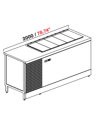 Banco gelateria - Con riserva - N.10 carapine - cm 200 x 72.8 x 95.1 h