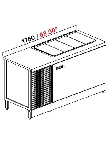 Banco gelateria - Con riserva - N.8 carapine - cm 175 x 72.8 x 95.1 h