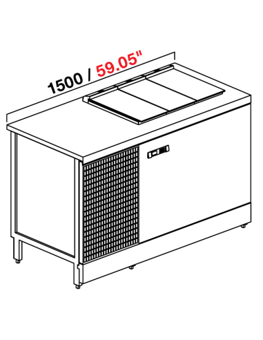 Banco gelateria - Con riserva - N.6 carapine - cm 150 x 72.8 x 95.1 h