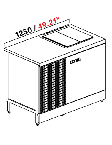 Banco gelateria - Con riserva - N.4 carapine - cm 125 x 72.8 x 95.1 h