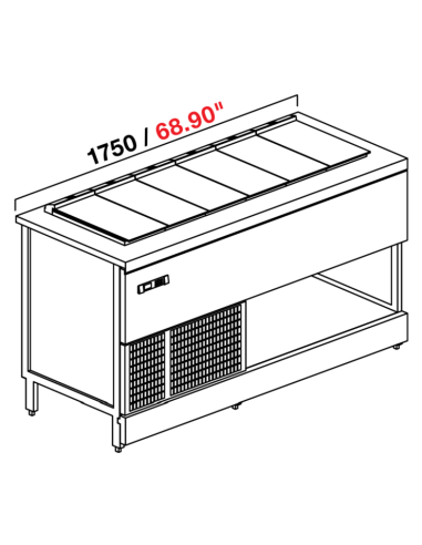 Banco gelateria - Senza riserva - N.12 carapine - cm 175 x 72.8 x 95.1 h