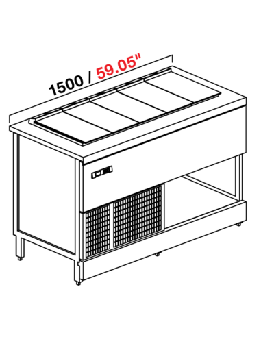 Banco gelateria - Senza riserva - N.10 carapine - cm 150 x 72.8 x 95.1 h