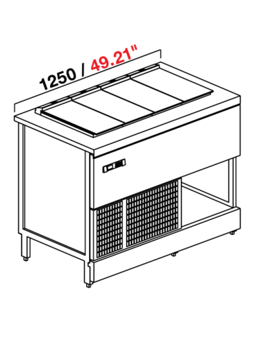 Banco gelateria - Senza riserva - N.8 carapine - cm 125 x 72.8 x 95.1 h