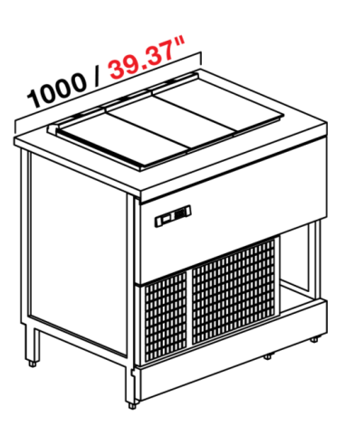 Banco gelateria - Senza riserva - N.6 carapine - cm 100 x 72.8 x 95.1 h