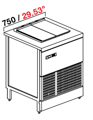 Banco gelateria - Senza riserva - N.4 carapine - cm 75 x 72.8 x 95.1 h