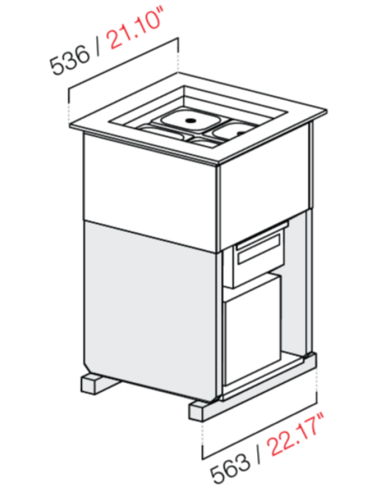 Topping tank - Recessed - N.4 x GN 1/6 - cm 56.3 x  53.6 x 81.3 h