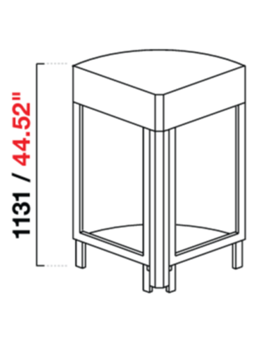 Angolo curvo 90° - Predisposizione piano - Dimensioni cm 68.8 x 68.8 x 113.1 h