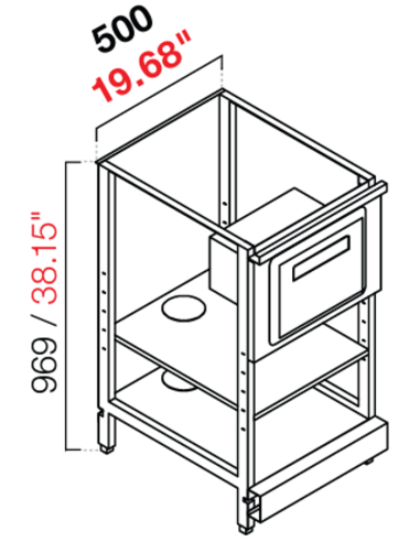 Retro base neutra - Tramoggia - cm 50 x 54.6/64.1 x 100 h