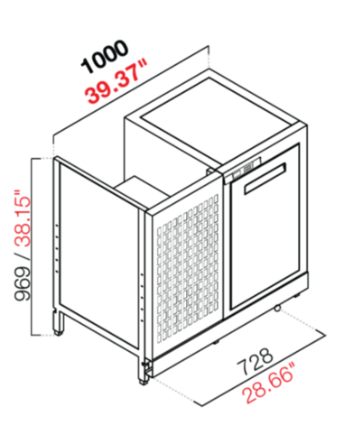 Retro base refrigerata - Temperatura positiva - cm 100 x 63.2 x 100 h