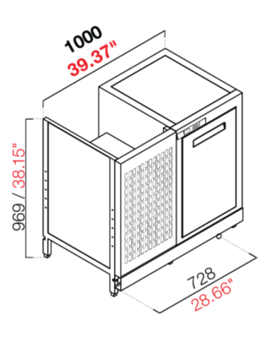 Retro base refrigerada - Temperatura positivo - cm 100 x 53.7 x 100 h