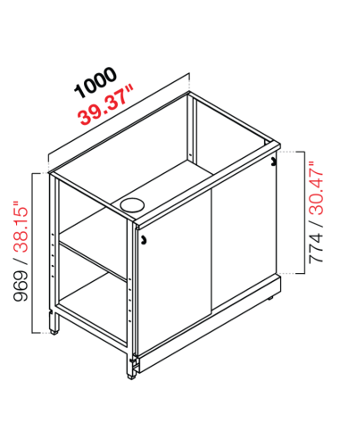 Retro base neutra - Antine sliding - cm 100 x 39.6/54.6/64.1 x 100 h