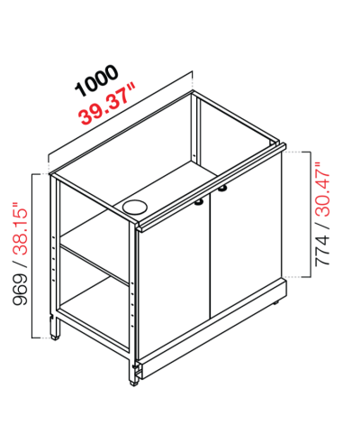 Retro base neutra - Antine - cm 100 x 39.6/54.6/64.1 x 100 h