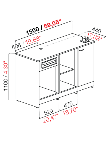 Máquina de café base retro - cm 150 x 66.5 x 110 h