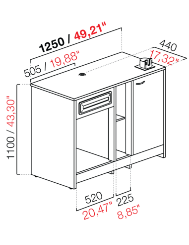 Retro base coffee machine - cm 125 x 66.5 x 110 h