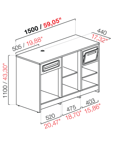 Máquina de café base retro - cm 150 x 66.5 x 110 h