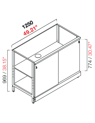 Neutra base retro - puertas correderas - cm 125 x 39.6/54.6/64.1 x 100 h