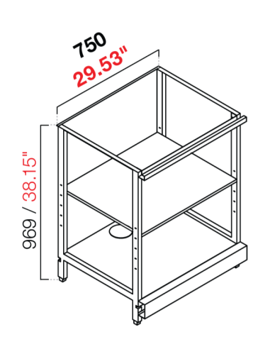 Retro base neutra - Stainless steel - cm 75 x 39.6/54.6/64.1 x 100 h