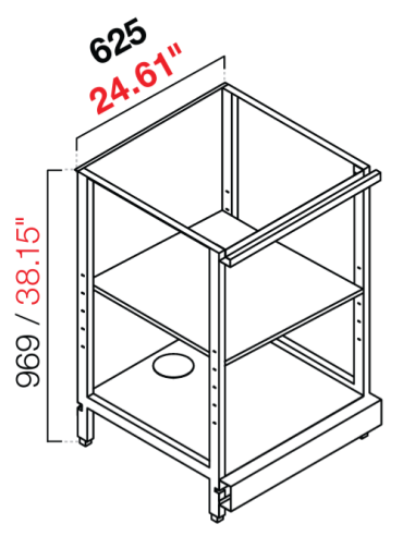 Retro base neutra - Stainless steel - cm 62.5 x 39.6/54.6/64.1 x 100 h