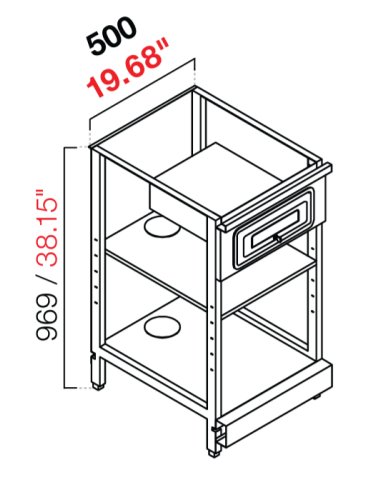 Retro base neutra - Cassetto cassa - cm 50 x 54.6/64.1 x 100 h