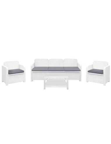 Set de Rattan - Asientos Sofa 3 - Dos sillones - Mesa cm 59 x 35 x 36 h