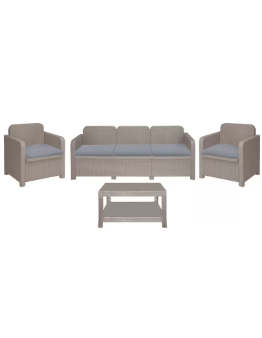 Set de Rattan - Asientos Sofa 3 - Dos sillones - Mesa cm 59 x 35 x 36 h