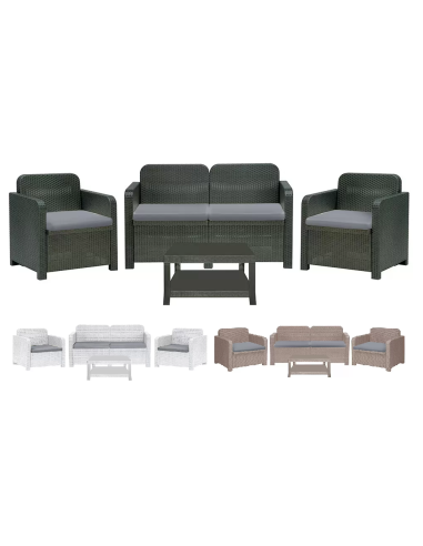 Set de Rattan - Asientos Sofa 2 - Dos sillones - Mesa cm 59 x 35 x 36 h