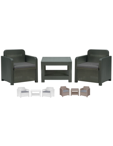 Rattan Set - Dos sillones - Tabla cm 67.5 x 57 x 42 h