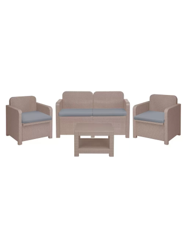 Rattan Set - Dos sillones - Sofa 2 asientos - Mesa cm 61 x 53 x 42 h