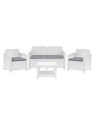 Rattan Set - Dos sillones - Sofa 2 asientos - Mesa cm 61 x 53 x 42 h