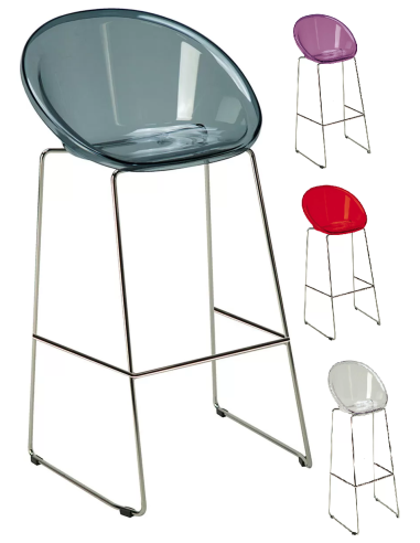 Transparent polycarbonate stool - Dimensions cm 49 x 50 x 100 h