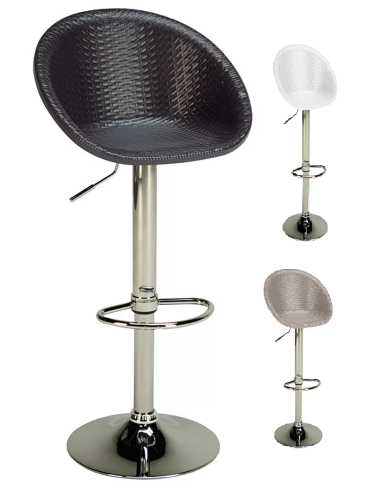 Stool - Polypropylene seat - Chrome base - Dimensions cm 49.5 x 44.5 x 84/106 h