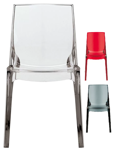 Silla de policarbonato transparente - Dimensiones cm 52 x 52 x 81 h