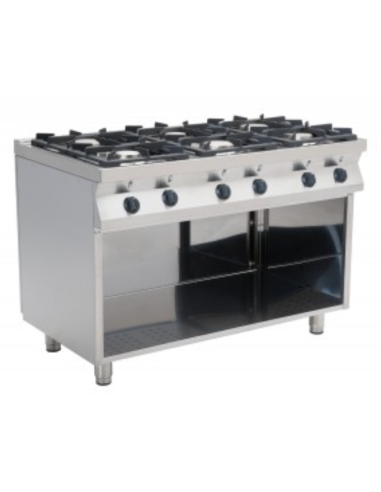 Cucina a gas 4 fuochi aperta - Potenza bruciatori 3 kW 3.5 + 3 kW 6 - Cm 120 x 70 x 85 h