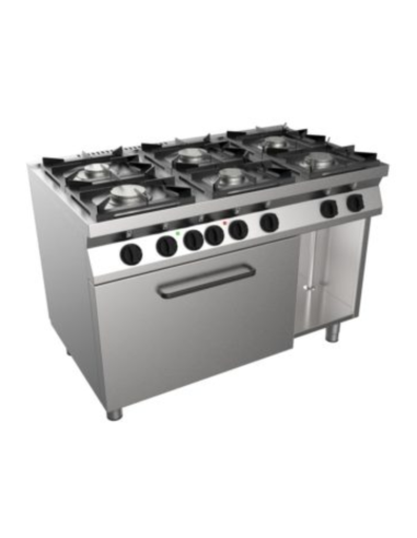 Cucina a gas 6 fuochi con forno elettrico - Potenza bruciatori 3 kW 3.5 + 3 kW 6 - Cm 120 x 70 x 85 h