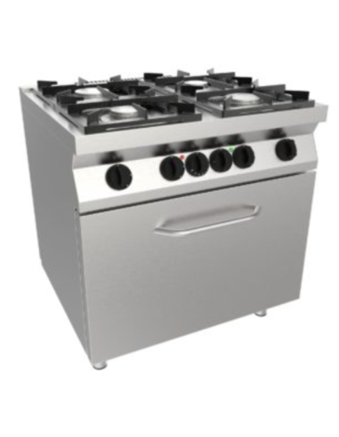 Cocina de gas de 4 fuegos con Horno eléctrico - Potencia quemador 2 kW 3,5 + 2 kW 6 - 80 x 70 x 85 h cm