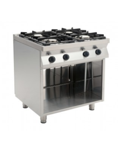 Cocina de gas abierta 4 quemadores - Potencia quemador 2 kW 3,5 + 2 kW 6 - Cm 80 x 70 x 85 h