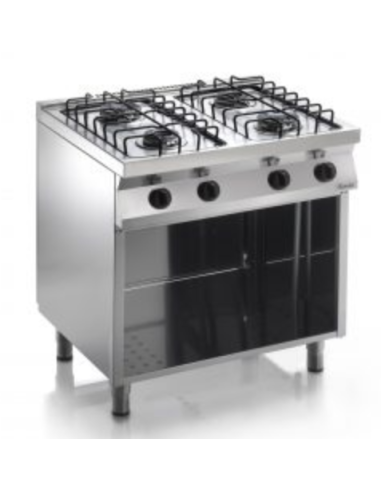 Cocina de gas abierta 4 quemadores - Potencia quemador 2 kW 3,5 + 2 kW 6 - Cm 80 x 70 x 85 h