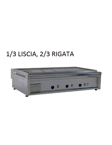 Piastra panini elettrica 1/3 liscia, 2/3 rigata cm 86,5