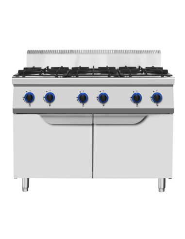 Gas cooker with 6 burners - Compartment with doors - cm 120 x 90 x 114h