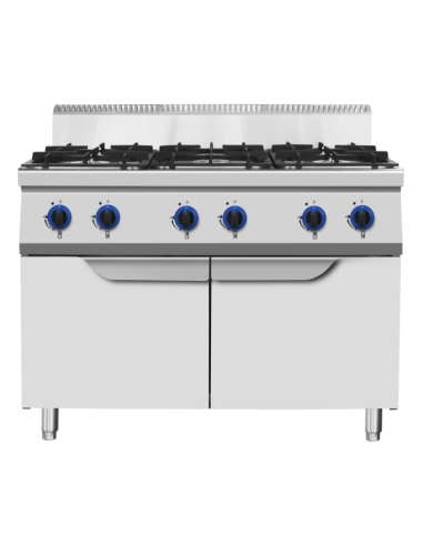 Gas cooker with 6 burners - Compartment with doors - cm 120 x 90 x 114h