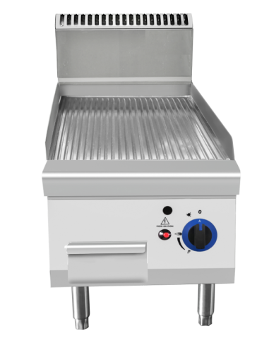 Fry top de gas con placa acanalada - cm 40 x 70 x 54,7 h