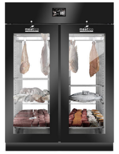 Fish aging display case 1365 lt - Glazed front and back - Black