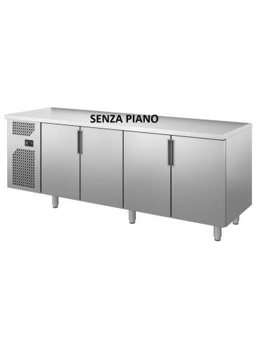 Tavolo refrigerato - Senza piano -  N. 4 porte - Cm 242 x 80 x 85 h