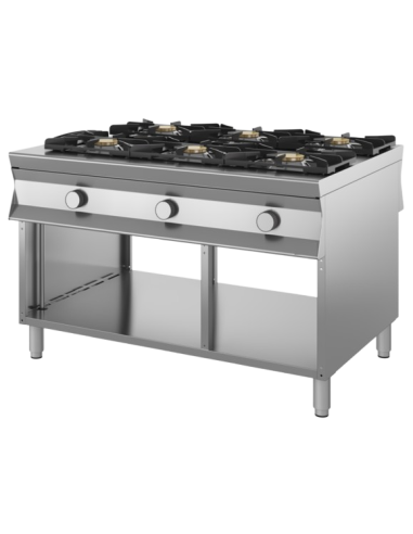 Cucina a gas passante - Fiamma libera - N.6 fuochi - cm 130 x 100 x 90 h