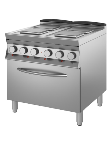 Cucina elettrica - N° 4 piastre quadre - Forno elettrico statico grill - cm 90 x 90 x 90 h