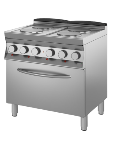 Cucina elettrica - N° 4 piastre tonde - Forno elettrico statico grill - cm 80 x 70 x 90 h