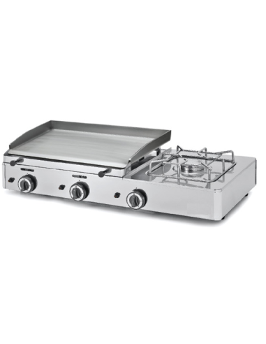 Double gas fry top with 1 countertop stove