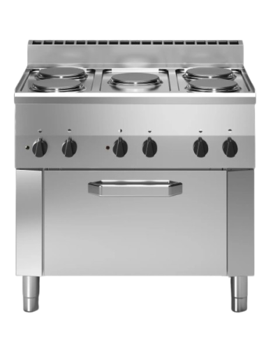 Cocina eléctrica con 5 quemadores - Horno eléctrico - cm 90 x 60 x 85 h