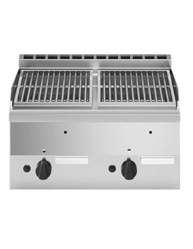 Lava stone grill with 2 steel cooking zones - cm 60 x 60 x 30 h